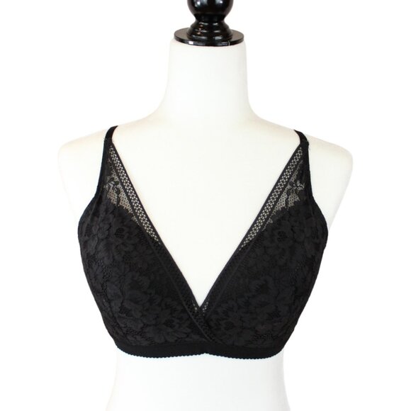 Knix Wireless Bra Black XXL Lace Cross Front Adjustable Straps Lined Cups B134 - Picture 1 of 11
